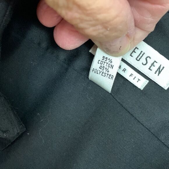 Van Heusen size 18 (34/35) regular fit lux sateen black button up shirt - Picture 5 of 5